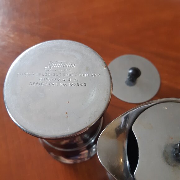 1934 Sunbeam Chrome Art Deco Coffee Carafe, Cream & Sugar 4 PieceSet Plus Tray - Picture 8 of 13